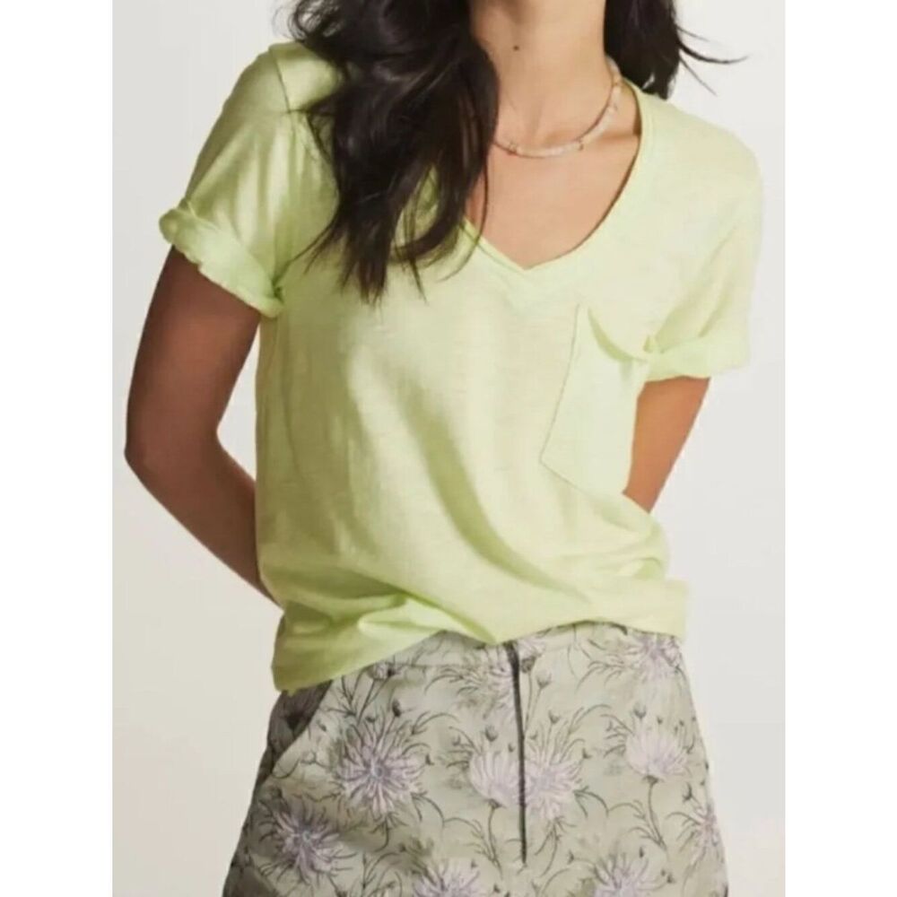 Like New! T.La The Lars Classic V-Neck Tee Pale Yellow Cotton/Modal Blend in S